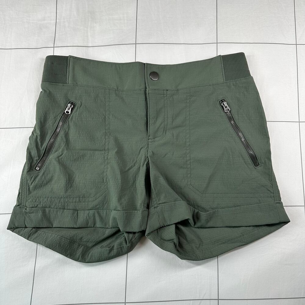 Athleta Shorts Womens 6 Green Trekkie Nylon Ripstop Hiking Zip Pockets Outdoor
